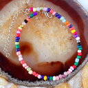 アンクレット レディース ビーチ 夏 カラフル ビーズ ハンドメイド 調節可能 ガラス 菱形 アクセサリー ジュエリー