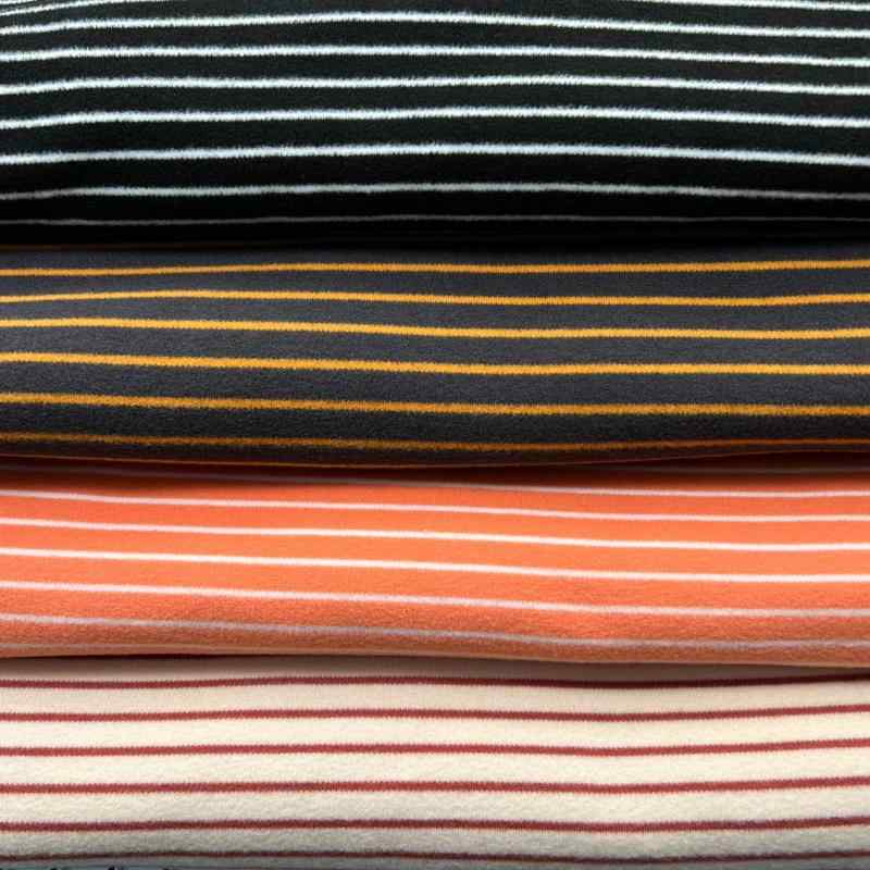 子供服 秋冬用起毛ニット生地 厚手ストライプ柄 あったかインナー 伸縮性パジャマ ポリエステル スパン..