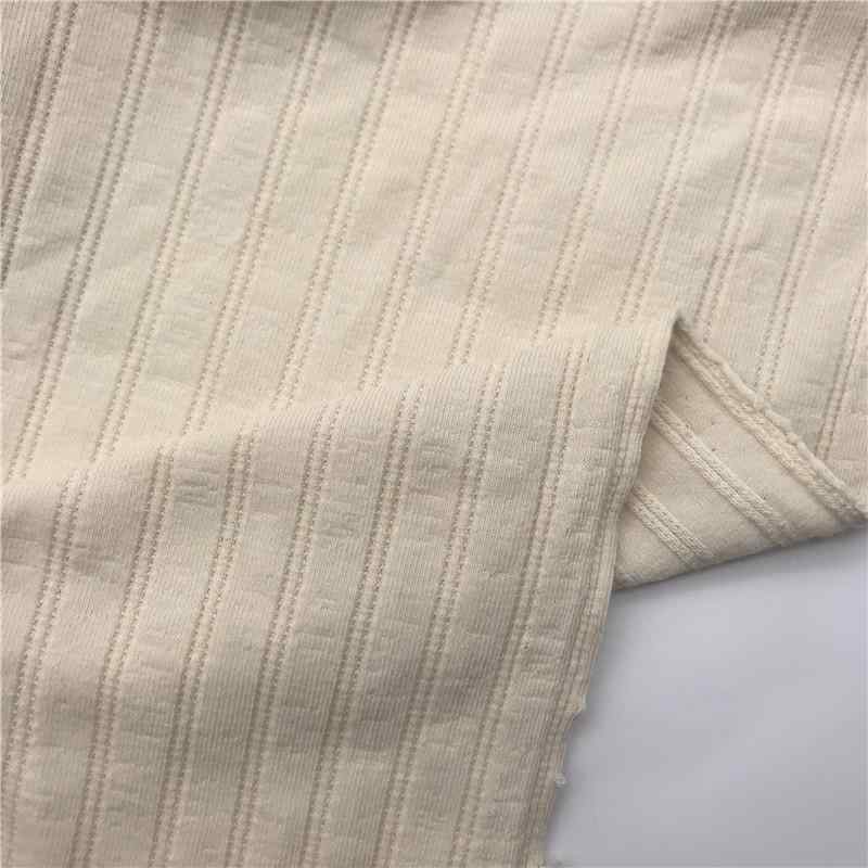 ニット生地 レディース キッズ TC 提花 凹凸 ストライプ 綿混紡 Tシャツ ワンピース チュニック 伸縮性