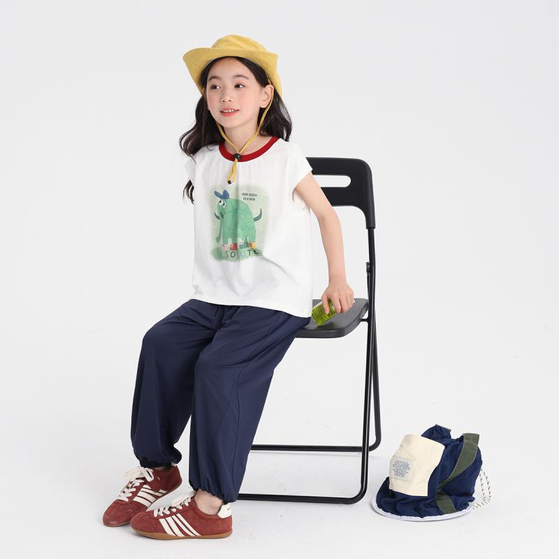 子供服 女の子 タンクトップ 全綿 ノースリーブTシャツ 夏用 トップス かわいい プリント柄 カジュアル 普段着(x2)