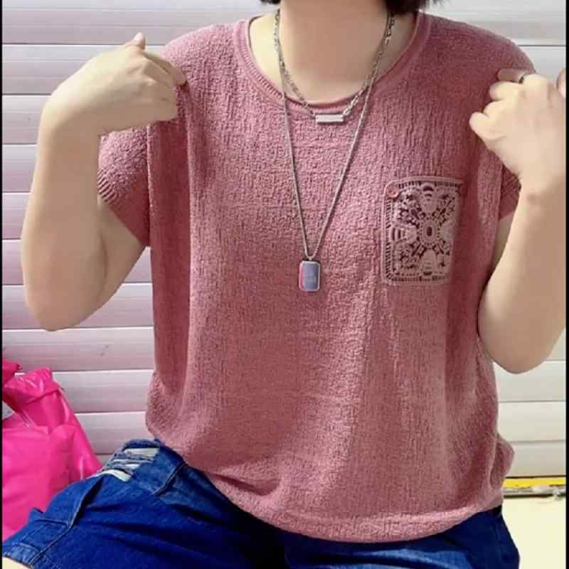 ニット レディース 麻混 ニットトップス 半袖 夏ニット ラウンドネック プルオーバー 墨緑 桃ピンク 煉..