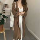 シャツ レディース 春秋 薄手 シフォン ロング アウター コート 韓国 シック プレッピー 羽織り 紺 焦げ茶