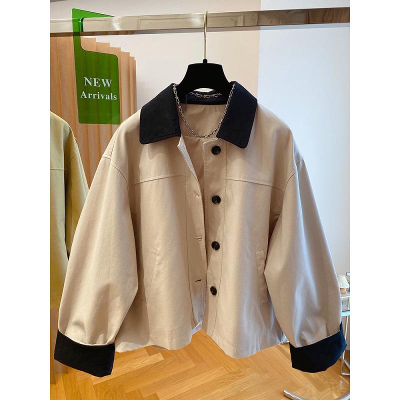 ジャケット レディース 秋 ブルゾン ゆったり カジュアル 韓国 アウター 配色 フラップポケット