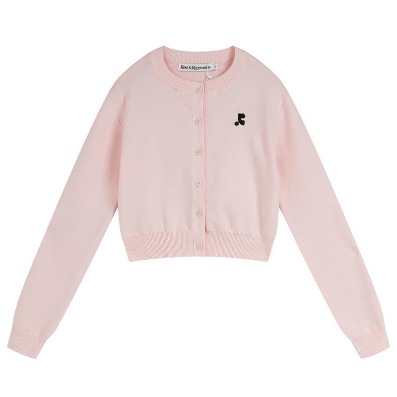 ニットカーディガン レディース ニットジャケット トップス 長袖 POLO襟 ゆったり かわいい ピンク系 グレー ブルー アプリコット(4)