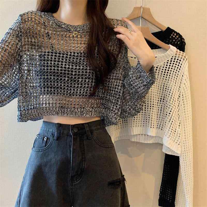 ニット・セーター レディース カーディガン 薄手 ポリエステル 幾何学模様 長袖 ラウンドネック プルオ..