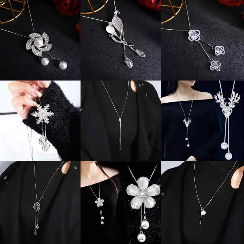 ネックレス レディース 秋冬 ロング 花 モチーフ 高見え 亜鉛合金 蛇骨チェーン バタフライ フラワー ..