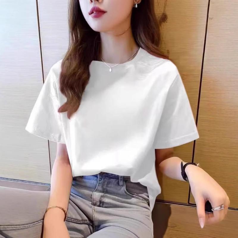 Tシャツ レディース 半袖 綿 ラウンドネック 無地 カットソー トップス カジュアル 普段使い 部屋着 春夏 白 黒