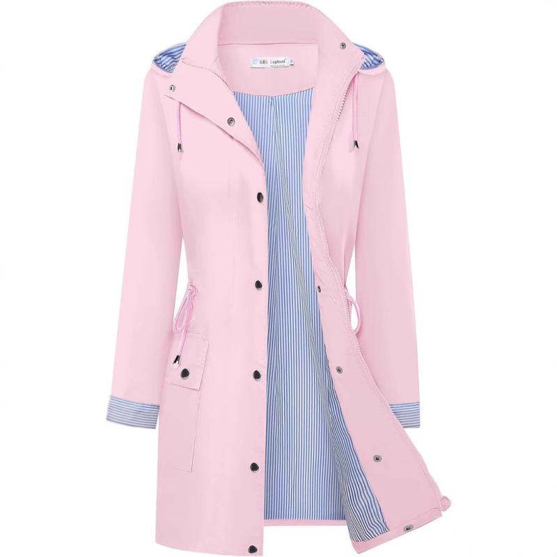 アウター レディース 取り外し可能 フード付き ウィンドブレーカー ジャンパー 大きいサイズ ピンク系 ..