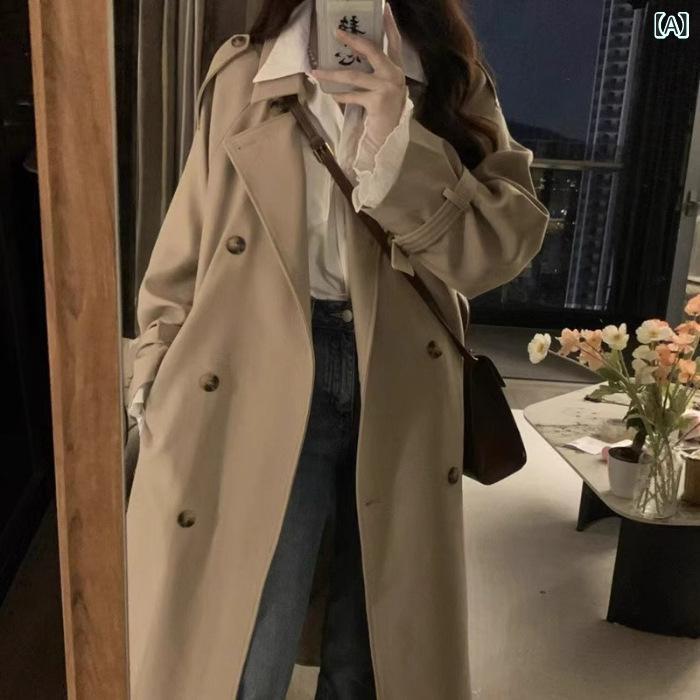 コート レディース ミドル丈 低身長 年 秋物 アウター 韓国 POLO襟 ゆったり 伸縮性 風 ブラック カーキ