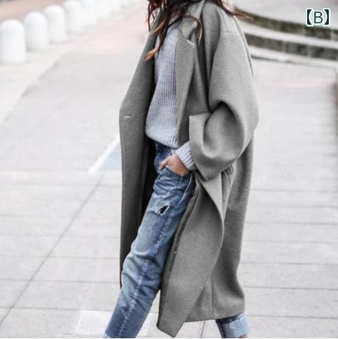 コート レディース テーラード 薄手 無地 ロング丈 ポリエステル ゆったり 翻領 アウター 通勤 オフィス カジュアル 春秋 白 グレー 黒 紺色 ベージュ