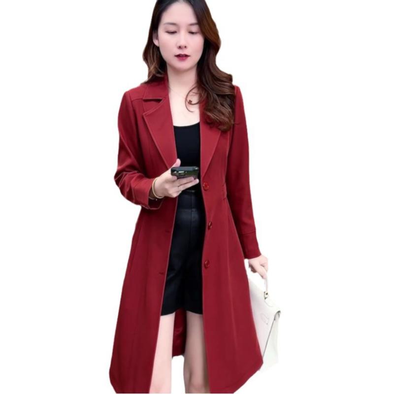 トレンチコート レディース 秋冬 裏起毛 厚手 スーツ襟 ウエストシェイプ ミドル丈 アウター ポリエス..