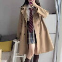 トレンチコート レディース 春秋 韓国 高見え 英国風 ミドル丈 ポリエステル アウター カーキ ブラック(x2)