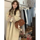 トレンチコート レディース 春秋 薄手 ポリエステル ゆったり Aライン ポロ襟 ロング丈 カーキ 無地 韓国
