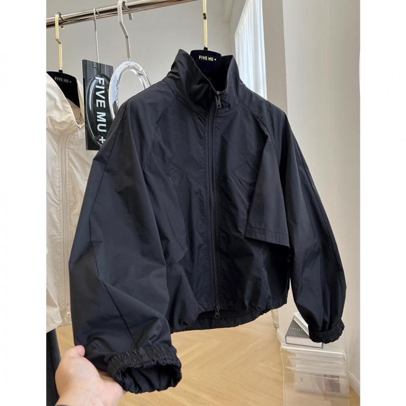 マウンテンパーカー レディース 春秋 ブルゾン ジャンパー 韓国 無地 コットン 立襟 アウター ミリタリ..