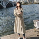 コート レディース トレンチコート 春秋 韓国 ゆったり Aライン ポリエステル ミドル丈 アウター バイカラー