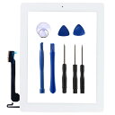 KAKUSIGA タッチスクリーン交換用 iPad 4 / ipad 4th Generation( A1458, A1459)フロントタッチパネル タッチスクリーンデジタイザー + ホームボタン + フレックスケーブル + 粘着テープアセンブリ (ホワ