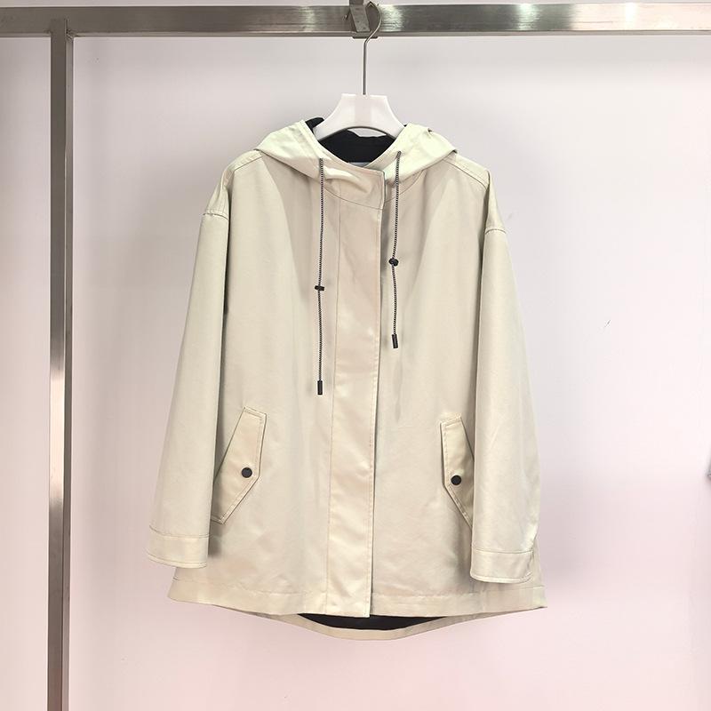 パーカー レディース 配色 切り替え フード付き ミドル丈 ジャケット アウター ゆったり 通勤 米黄色