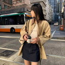 トレンチコート レディース 秋物 韓国 レトロ 配色襟 アウター 羽織り ゆったり ブラック グレー ベージュ カーキ(x2)