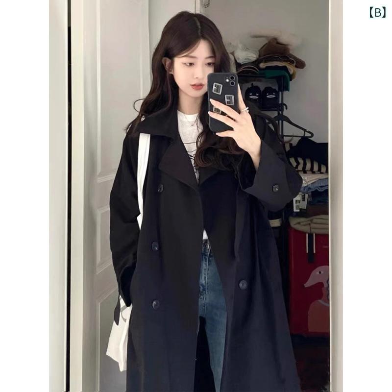 コート レディース 秋冬 黒 ブラック アウター ウール アクリル ブリティッシュスタイル ミドル丈 カジュアル 通勤