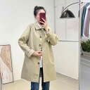 トレンチコート レディース 春物 韓国 ゆったり 膝丈 アウター ポリエステル カーキ 大きいサイズ 蝶結び