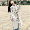 コート レディース 春秋 ロング丈 韓国 ポリエステル 白 テーラードカラー 長袖 無地 ボタン ウエストマーク Aライン きれいめ 通勤