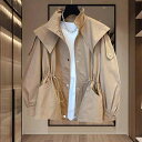 トレンチコート レディース ゆったり ワークジャケット チュニック丈 アウター 婦人服 ミセス 伸縮性 シニア 秋冬 秋冬