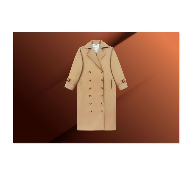 コート レディース カーキ 中丈 ダブルブレスト ダッフルコート風 コットン ポリエステル 修身 知的スタイル 通勤