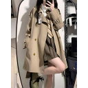 コート レディース 大きいサイズ 春物 トレンチコート ミドル丈 高見え ゆったりサイズ 体型カバー カーキ ブラック