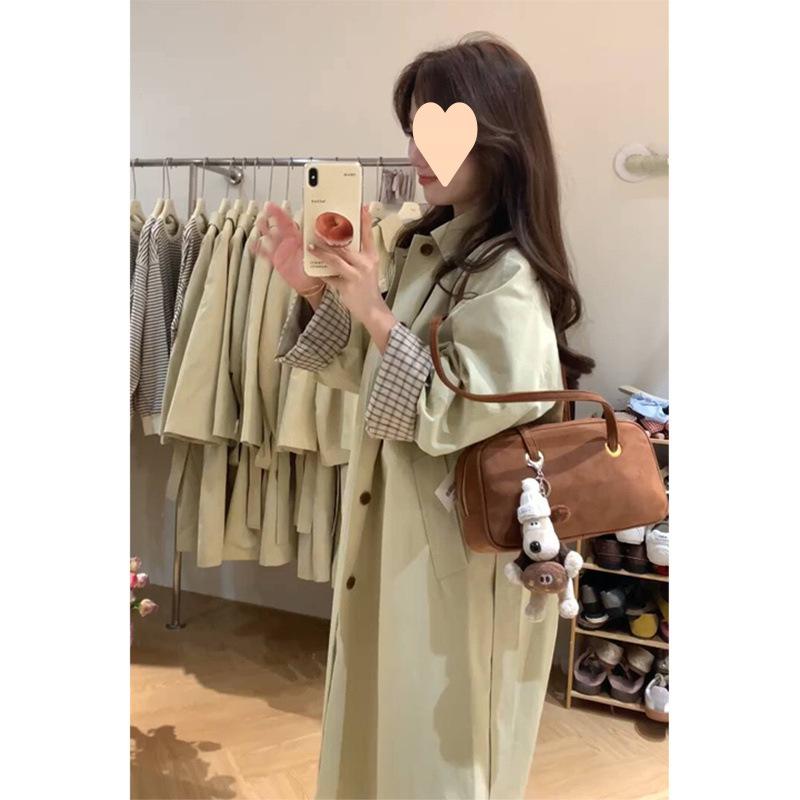 トレンチコート レディース カーキ 春秋 Aライン ポリエステル 長袖 ミドル丈 英国風 イングリッシュス..