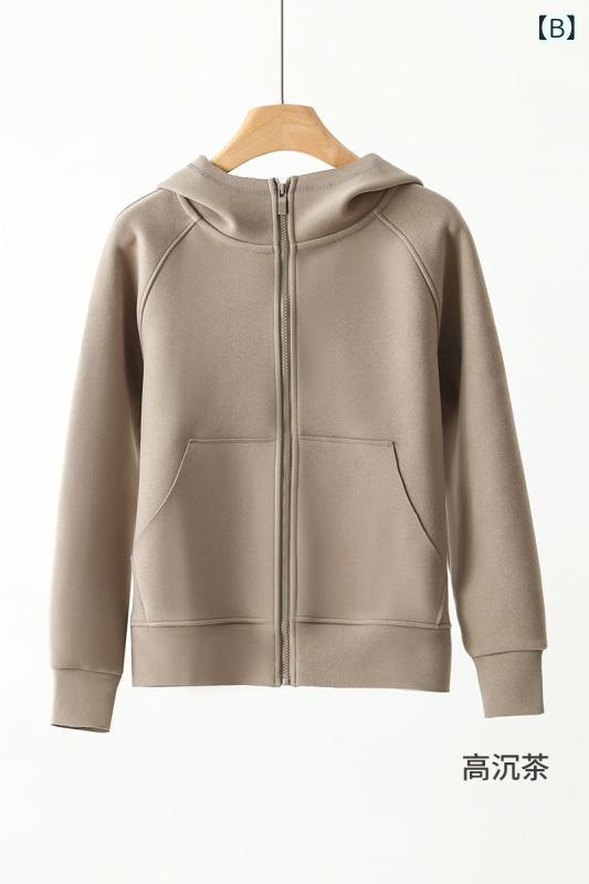 レディース フード付き 防風 厚手 ムース绒風 ウィンドブレーカー コート アウター ジャンパー ブルゾン ポリエステル 無地 黒 ブラック 茶色 杏色 秋冬