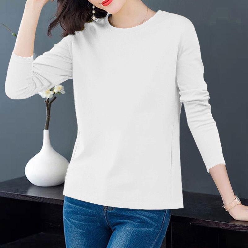 Tシャツ レディース 長袖 トップス インナー 無地 ポリエステル アンダートップス 白 ホワイト 赤 レッ..