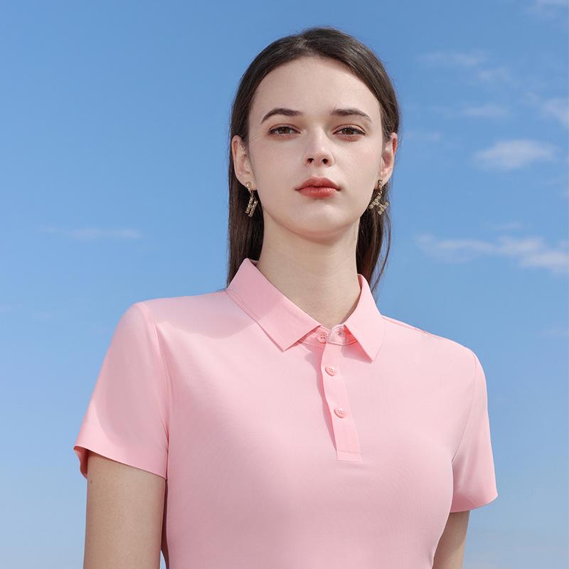 ポロシャツ レディース 半袖 ピンク系 Tシャツ 襟付き 無地 トップス 通勤着 アスレジャー