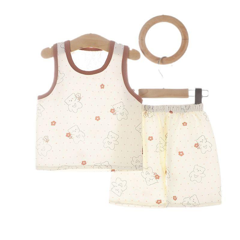 子供用タンクトップ セットアップ キッズ 男女兼用 ベビー服 カートーン柄 ノースリーブ トップス ショ..