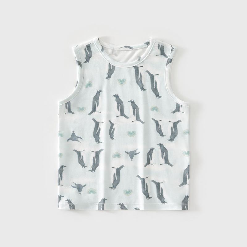 ベビー服 タンクトップ 男女兼用 赤ちゃん 子供服 かわいい動物柄 ノースリーブ 接触冷感 モーダル 春..