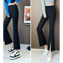 パンツ レディース 大きいサイズ 春 高見え ワイドレッグパンツ スリット 黒 ブラック 高身長 落ち感 着痩せ 美脚 通勤 カジュアル