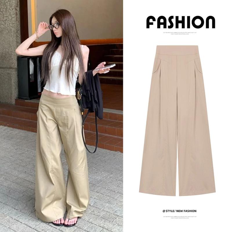パンツ レディース 高見え ワイドパンツ ゆったり カーキ 接触冷感 ズボン スラックス イージーパンツ 春夏