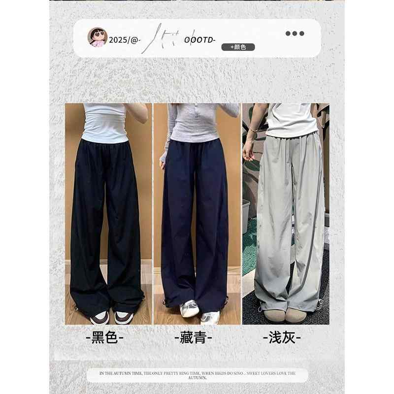 Rakuten - ワークパンツ レディース 高腰 速乾 スポーツ カジュアルパンツ ストレートパンツ 薄手 ポリエステル混紡 伸縮性 ポケット付き 普段使い 韓国 紺 黒 グレー ピンク系 グリーン系