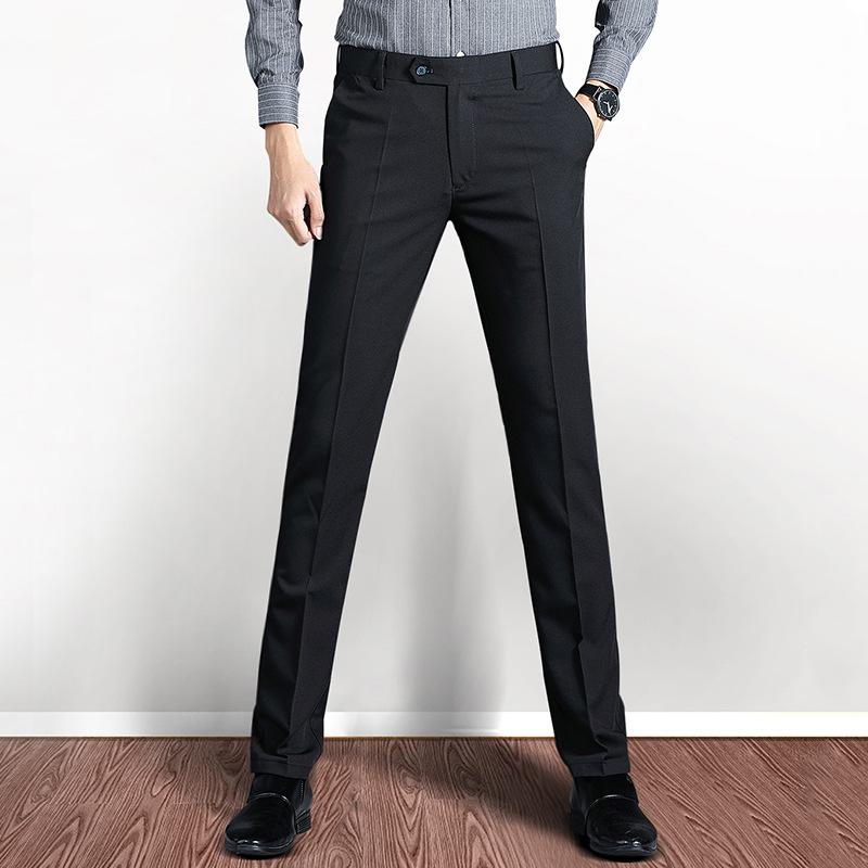 パンツ メンズ 男性用 スラックス ストレート ビジネス カジュアル 春秋 ポリエステル しわになりにくい 厚手 グレー ブラック ブルー