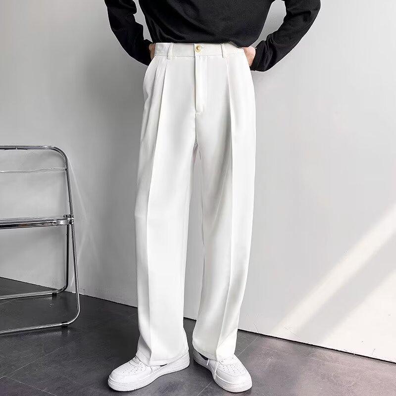 パンツ メンズ テーパードパンツ スラックス 春物 混紡 ルーズフィット ワイドレッグ ブラック 黒 グレー ホワイト 白 リラックス イージーパンツ
