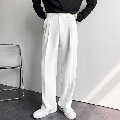 パンツ メンズ テーパードパンツ スラックス 春物 混紡 ルーズフィット ワイドレッグ ブラック 黒 グレー ホワイト 白 リラックス イージーパンツ