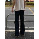 西パンツ メンズ スリムフィット ストレート ズボン ポリエステル ブラック 無地 普段使い