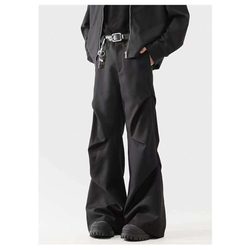 パンツ メンズ テーパードパンツ スラックス 男性用 ゆったり 体系カバー 美脚 黒 ブラック グレー 無地 ポリエステル 春秋(x2)