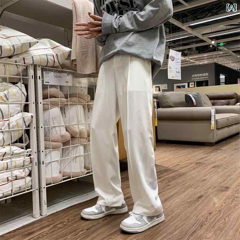 パンツ メンズ スラックス 春秋 テーパード ワイドレッグ ゆったり ストレート リラックスパンツ 韓国 カジュアル オフィスカジュアル 白 黒