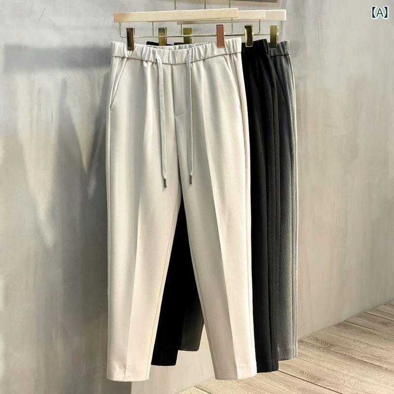 パンツ メンズ 男性用 スラックス テーパードパンツ ポリエステル 薄手 無地 ブラック カーキ グレー カジュアル 普段使い