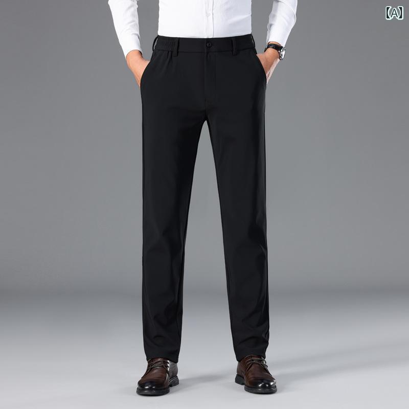 西パンツ メンズ 男性用 イージーパンツ ストレッチ 伸縮性 ノータック ストレート ビジネス スラックス 普段使い ブラック グレー