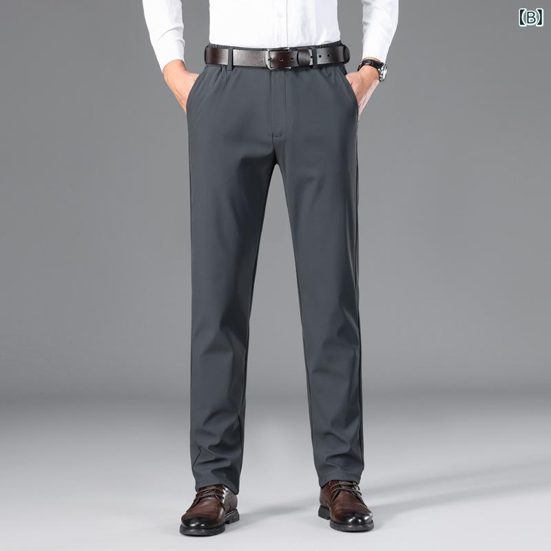 西パンツ メンズ 男性用 イージーパンツ ストレッチ 伸縮性 ノータック ストレート ビジネス スラックス 普段使い ブラック グレー