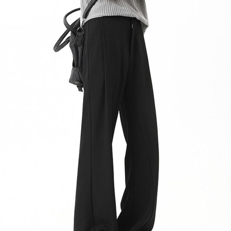 メンズ 西パンツ 黒 ストレート イージーパンツ ゆったり 普段使い 韓国 ポリエステル ブラック M L XL XXL XXXL