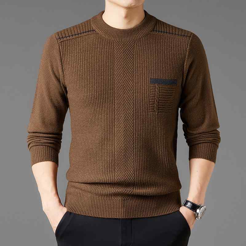 ニット メンズ ニットトップス 提花柄 ラウンドネック 長袖 中国風 カジュアルスタイル 防寒 秋冬 グレ..