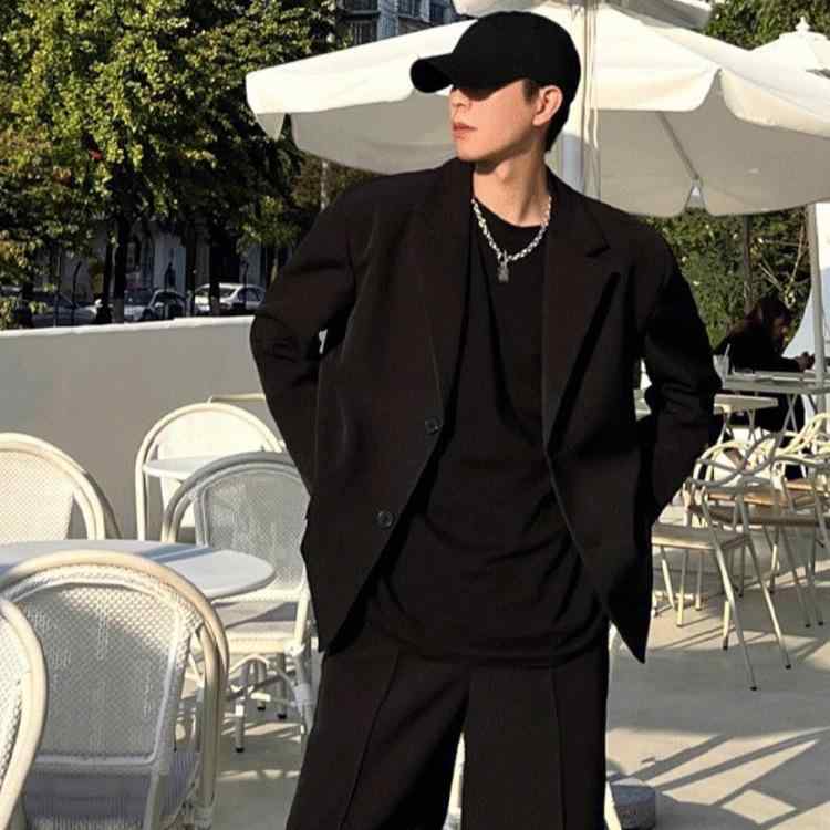 ジャケット メンズ カジュアルスーツ テーラードジャケット 春秋 ポリエステル 無地 韓国 ダークグレー ライトグレー ブラック カーキ