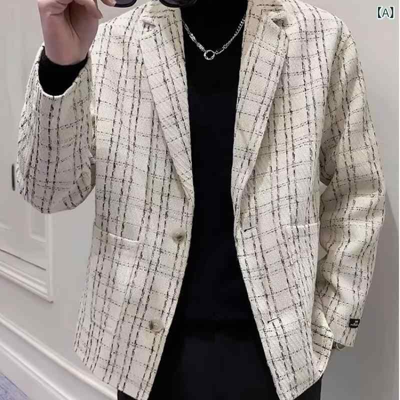 ジャケット メンズ テーラードジャケット ブリティッシュスタイル チェック柄 ゆったり ポリエステル混紡 秋 カーキ ブラック